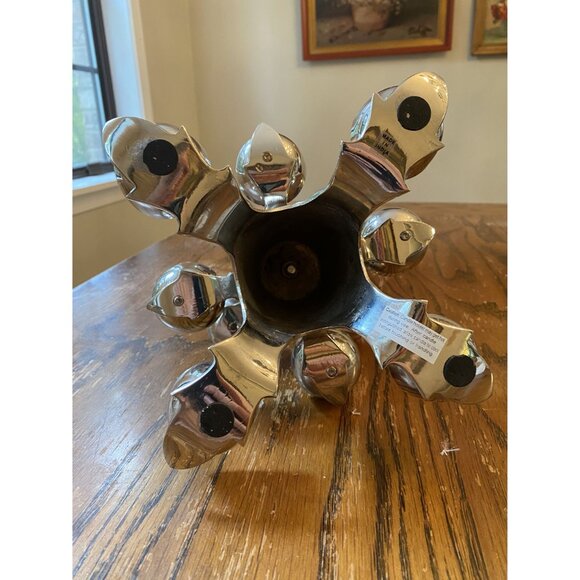 Silver Christmas Tree 12 T-Light Candle Holder 12" Tall Cool Yule Candle - Picture 5 of 5